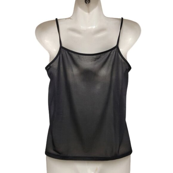 SHEER Black Spaghetti Strap Camisole Tank Top - Picture 2 of 6